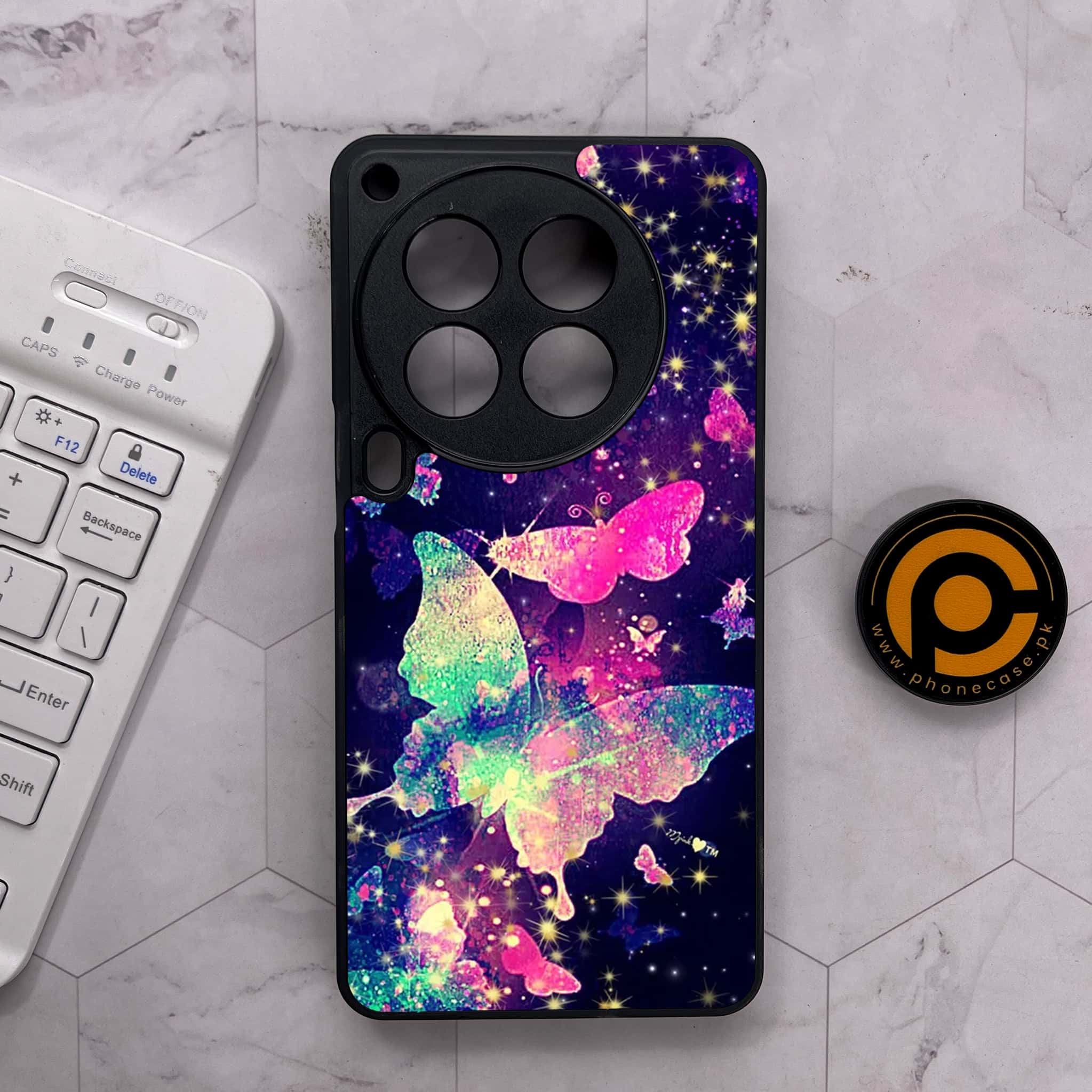 Tecno Camon 30 Premier - Butterflies Design Series - Premium Metal Printed soft Bumper shock Proof Case