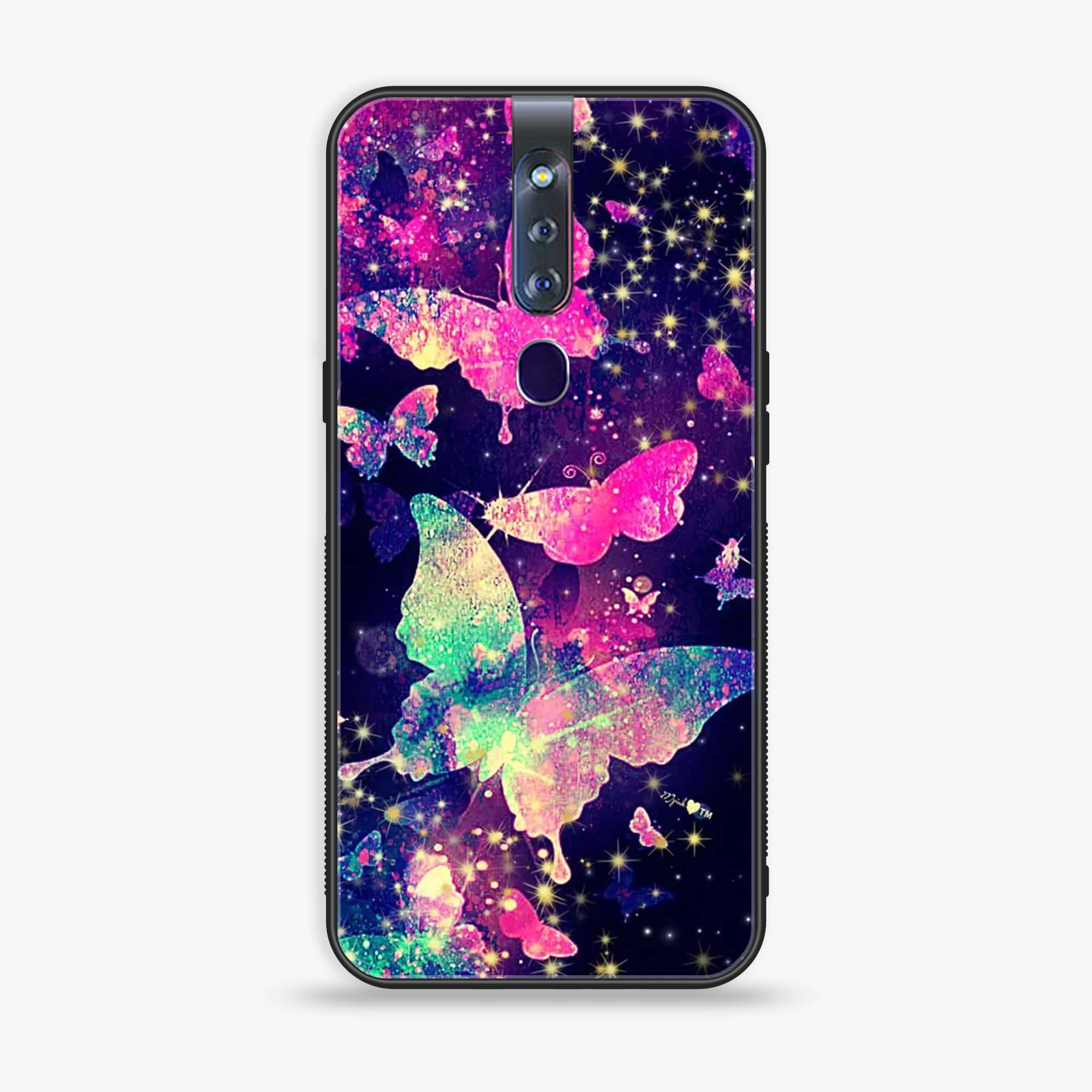 Oppo F11 Pro Butterflies Design Series Premium Printed Glass soft Bumper shock Proof Case