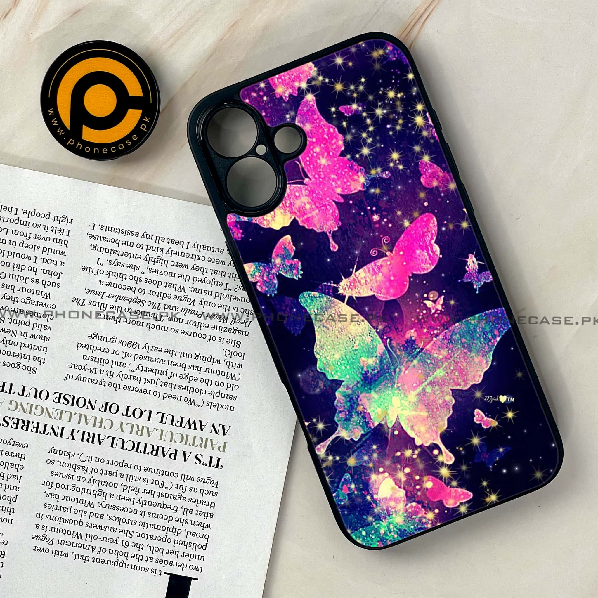 iPhone 16 Plus -   Butterflies Design - Premium Metal Printed soft Bumper shock Proof Case