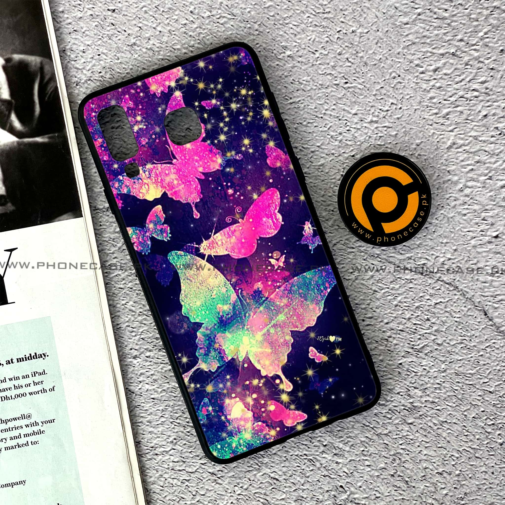 Samsung Galaxy A8 Star(A9 Star) - Butterflies Design Series - Premium Printed Glass soft Bumper shock Proof Case