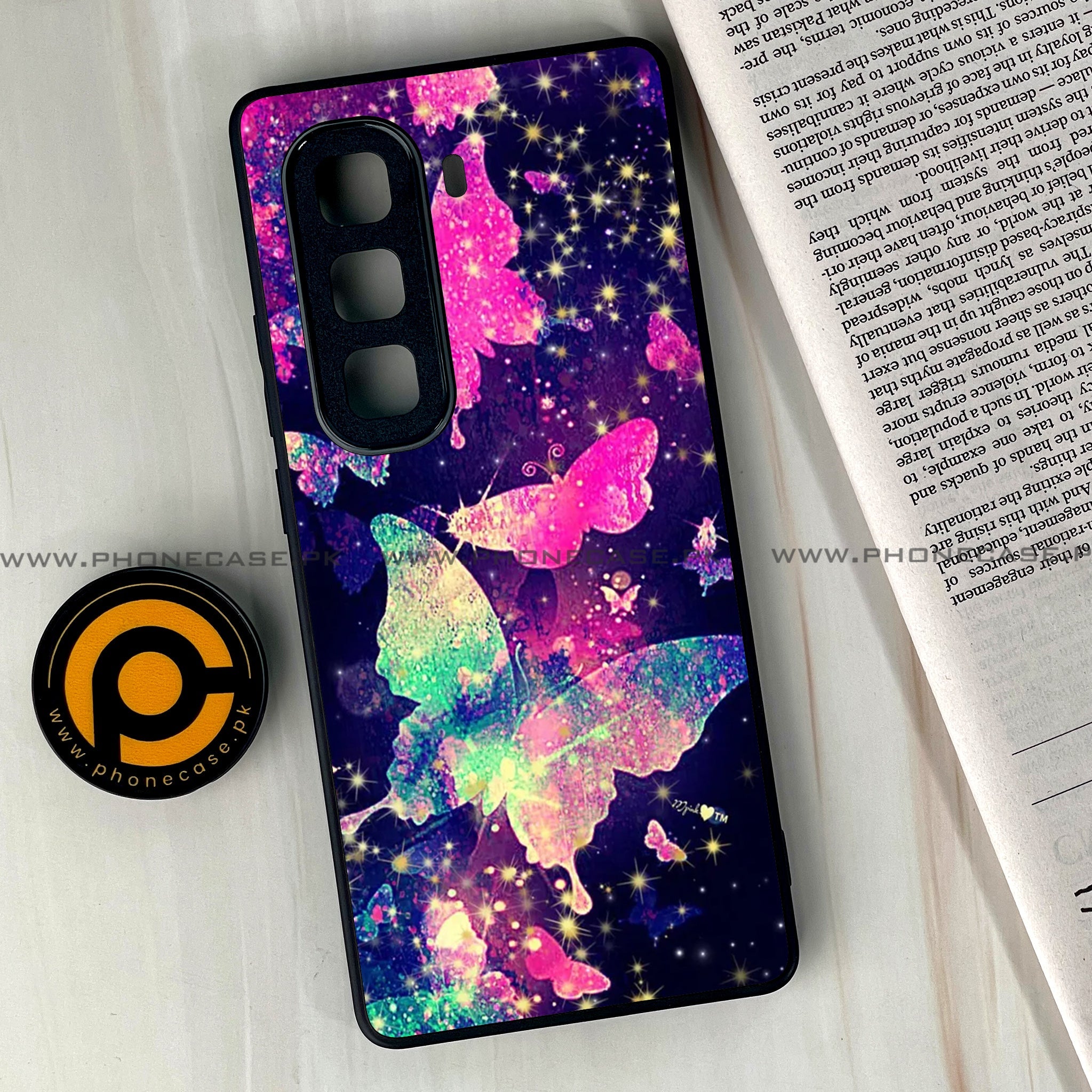Infinix Hot 60 Pro Plus - Butterflies Design Series - Premium Metal Printed soft Bumper shock Proof Case