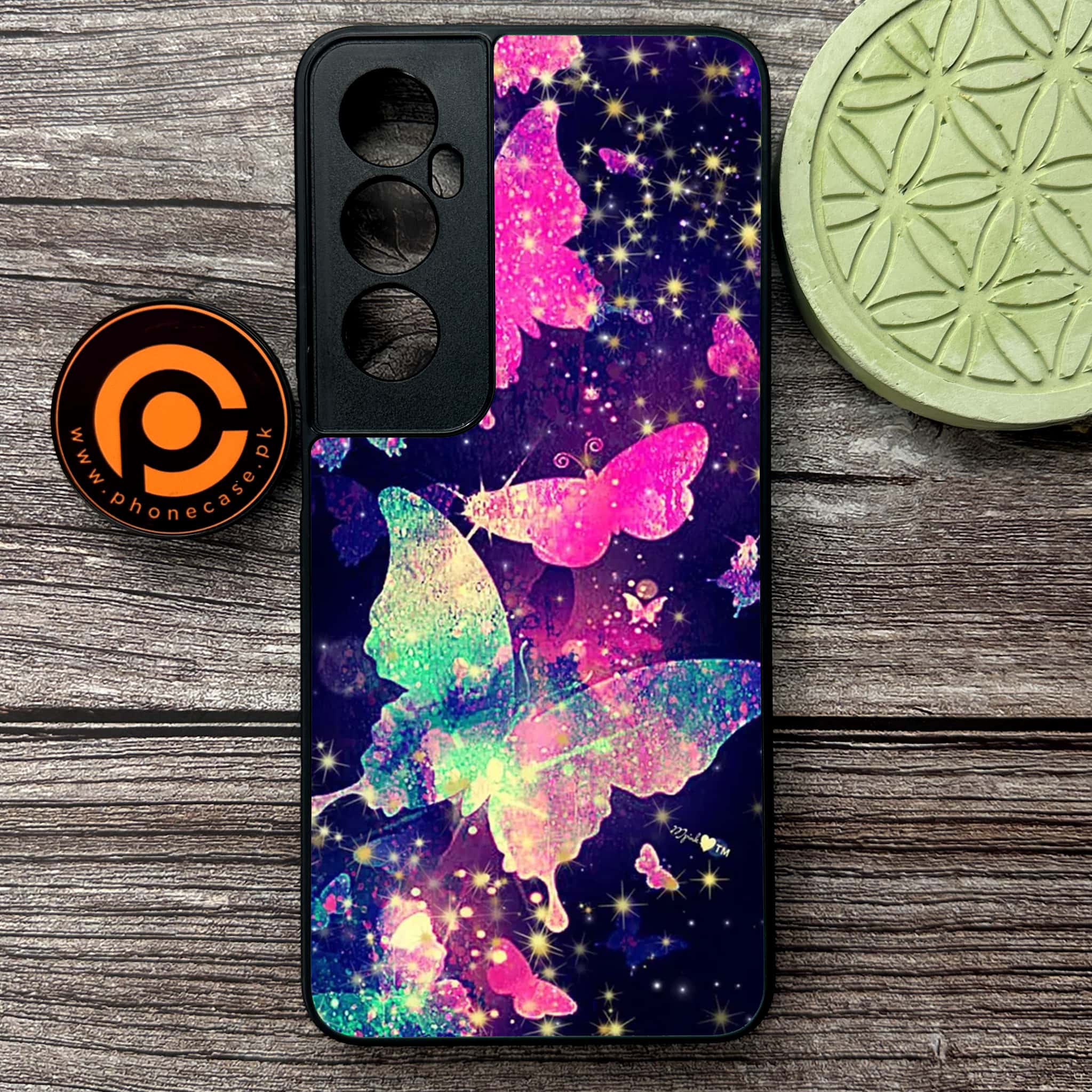Realme C65  - Butterflies Design Series - Premium Metal Printed soft Bumper shock Proof Case
