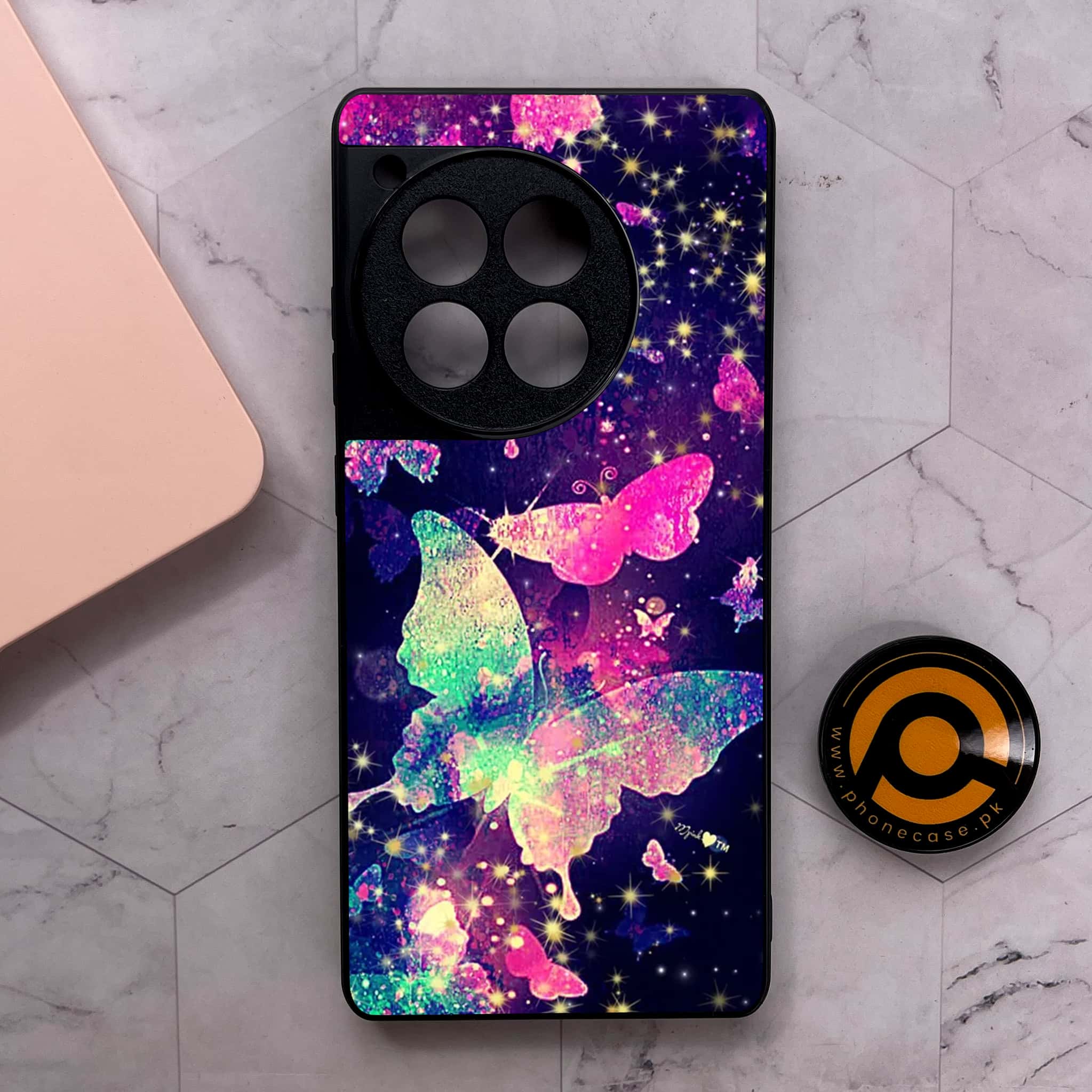 OnePlus 12R - Butterflies Design Series - Premium Metal Printed soft Bumper shock Proof Case