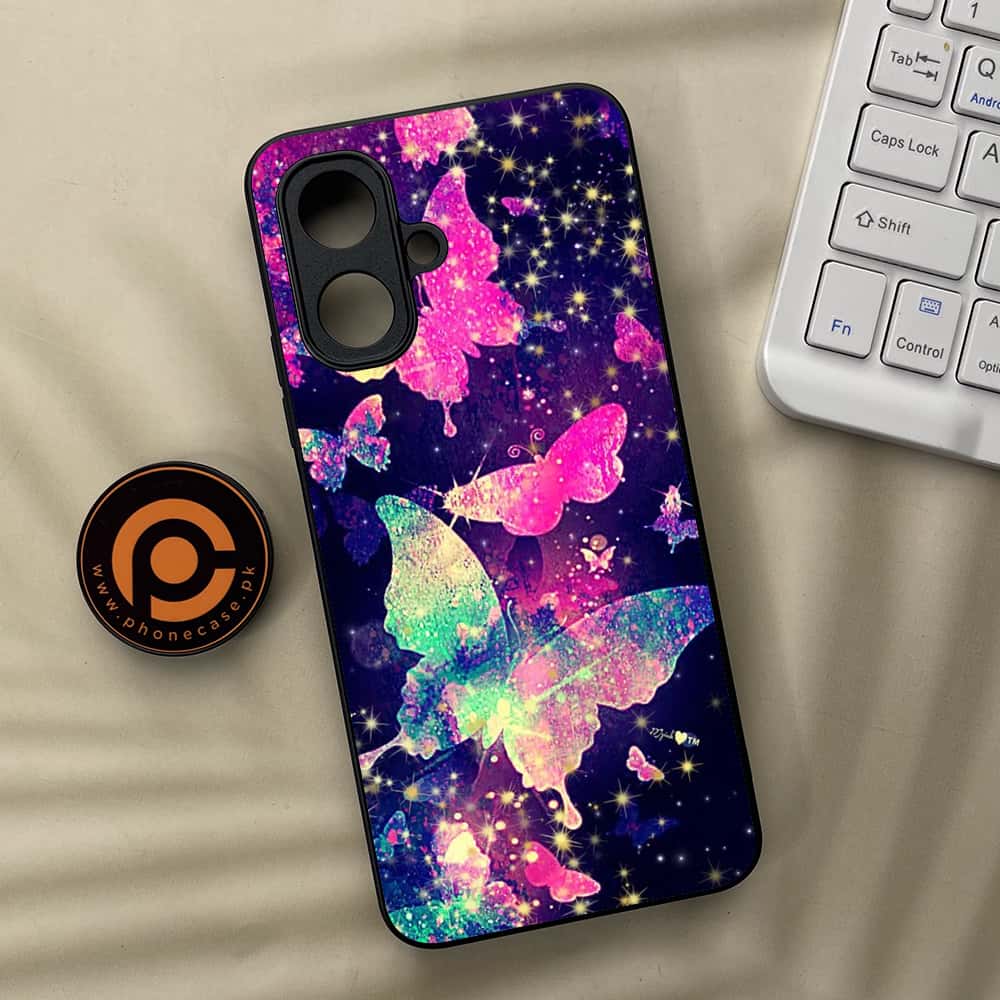 Tecno Spark Go 2 - Butterflies Design Series - Premium Metal Printed soft Bumper Shock Proof Case