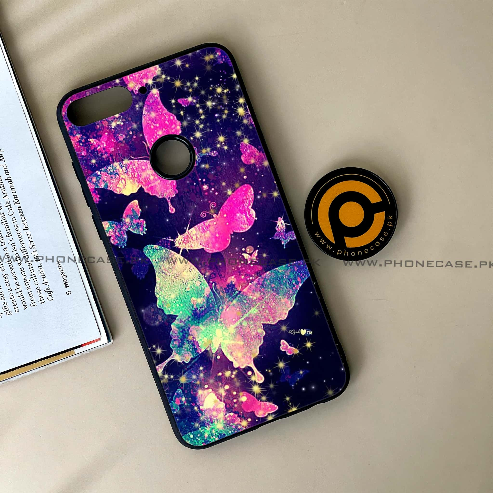 Huawei Y7 Prime (2018) - Butterflies Design Series - Premium Printed Glass soft Bumper shock Proof Case