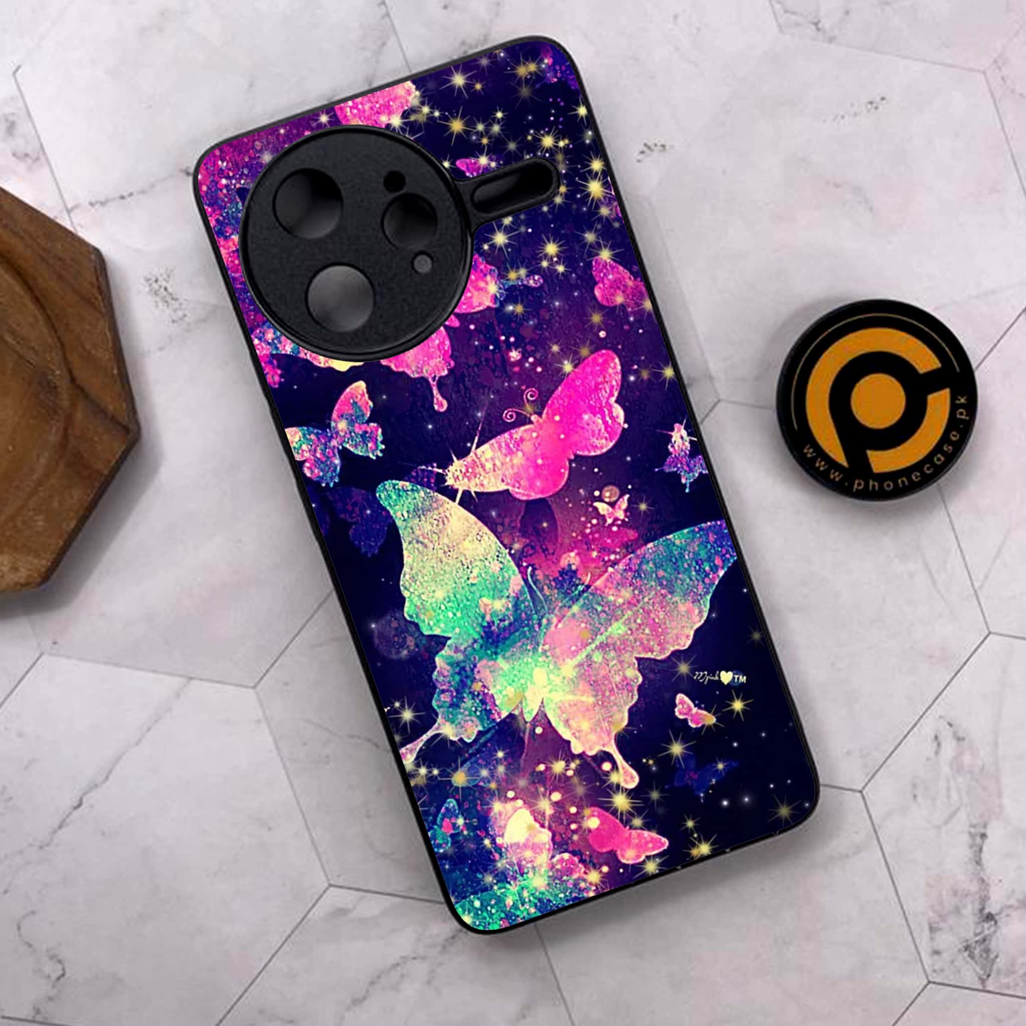 Xiaomi Poco F7 Ultra 5G - Butterflies Design Series - Premium Metal Printed soft Bumper shock Proof Case