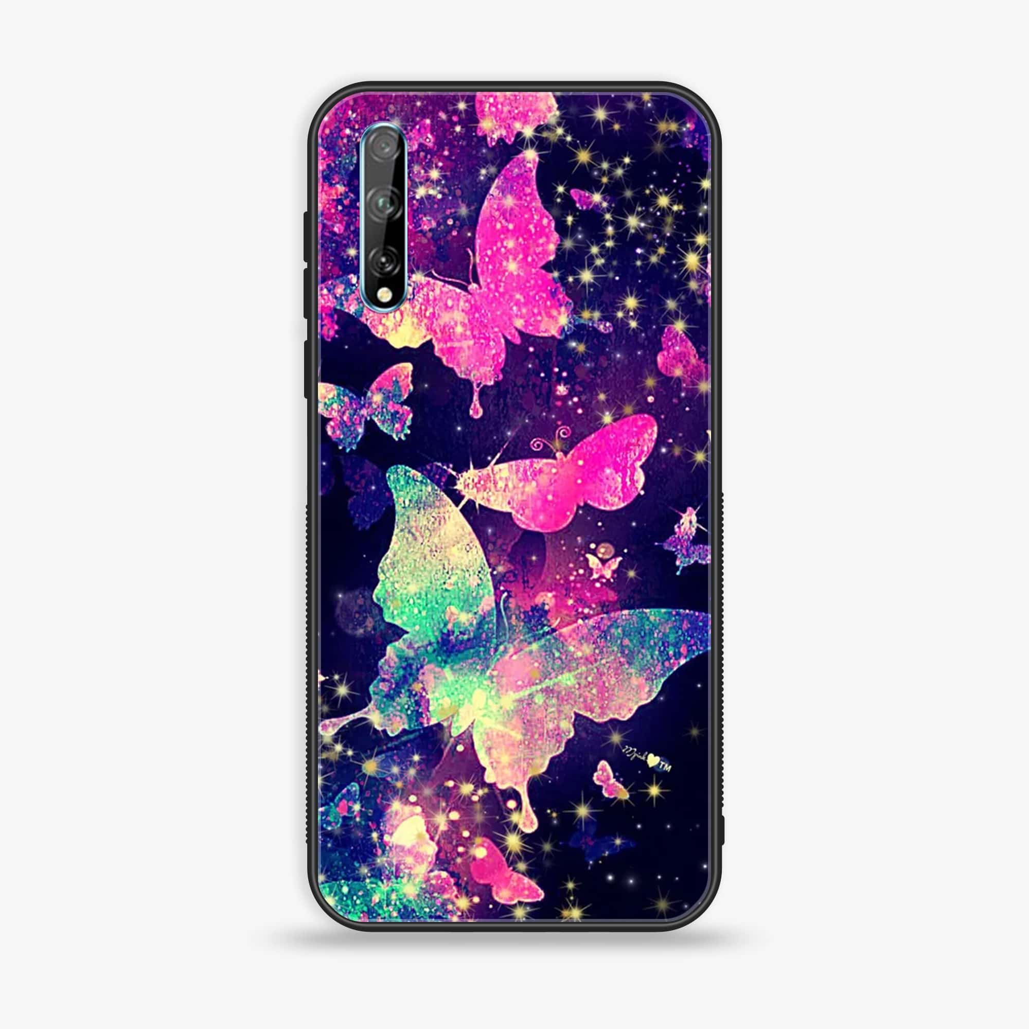 Huawei Y8p - Butterflies Design Series - Premium Printed Glass soft Bumper shock Proof Case