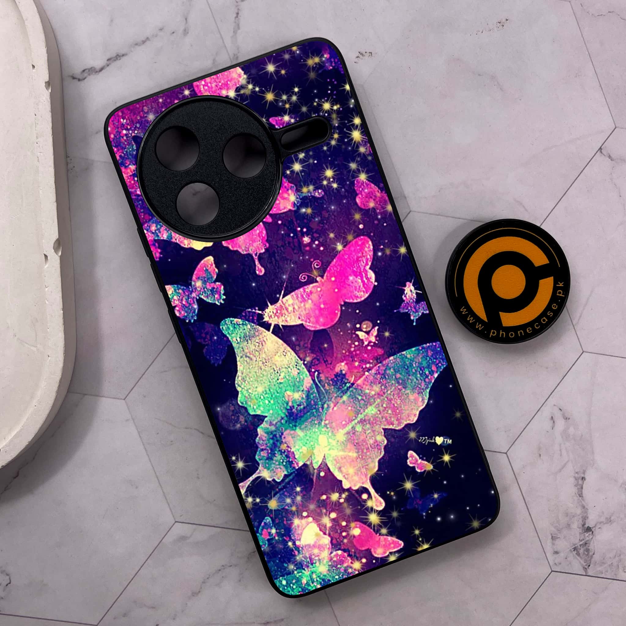 Xiaomi Poco F7 Pro 5G - Butterflies Design Series - Premium Metal Printed soft Bumper shock Proof Case