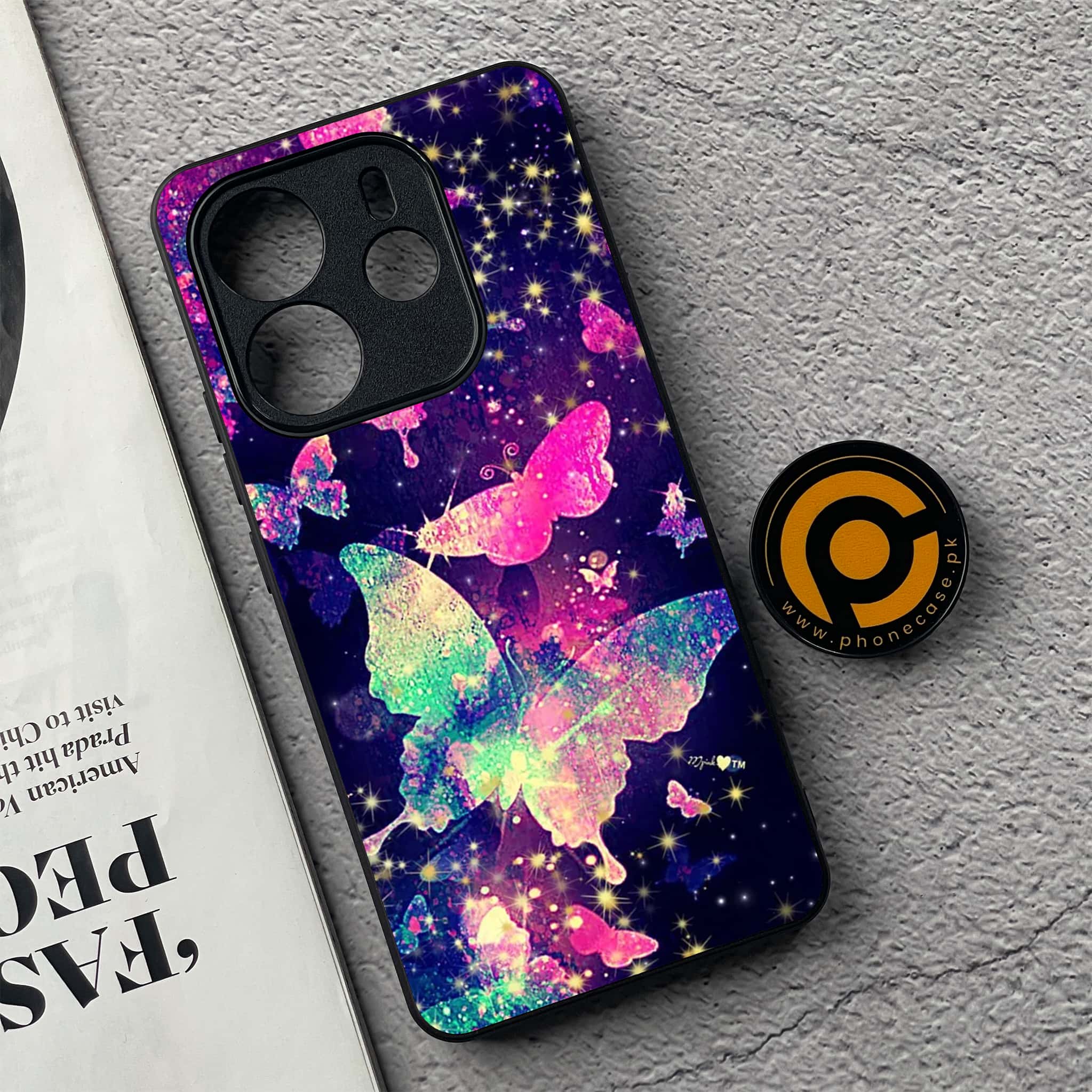 Xiaomi Redmi Note 14 - Butterflies Design Series - Premium Printed Glass soft Bumper shock Proof Case