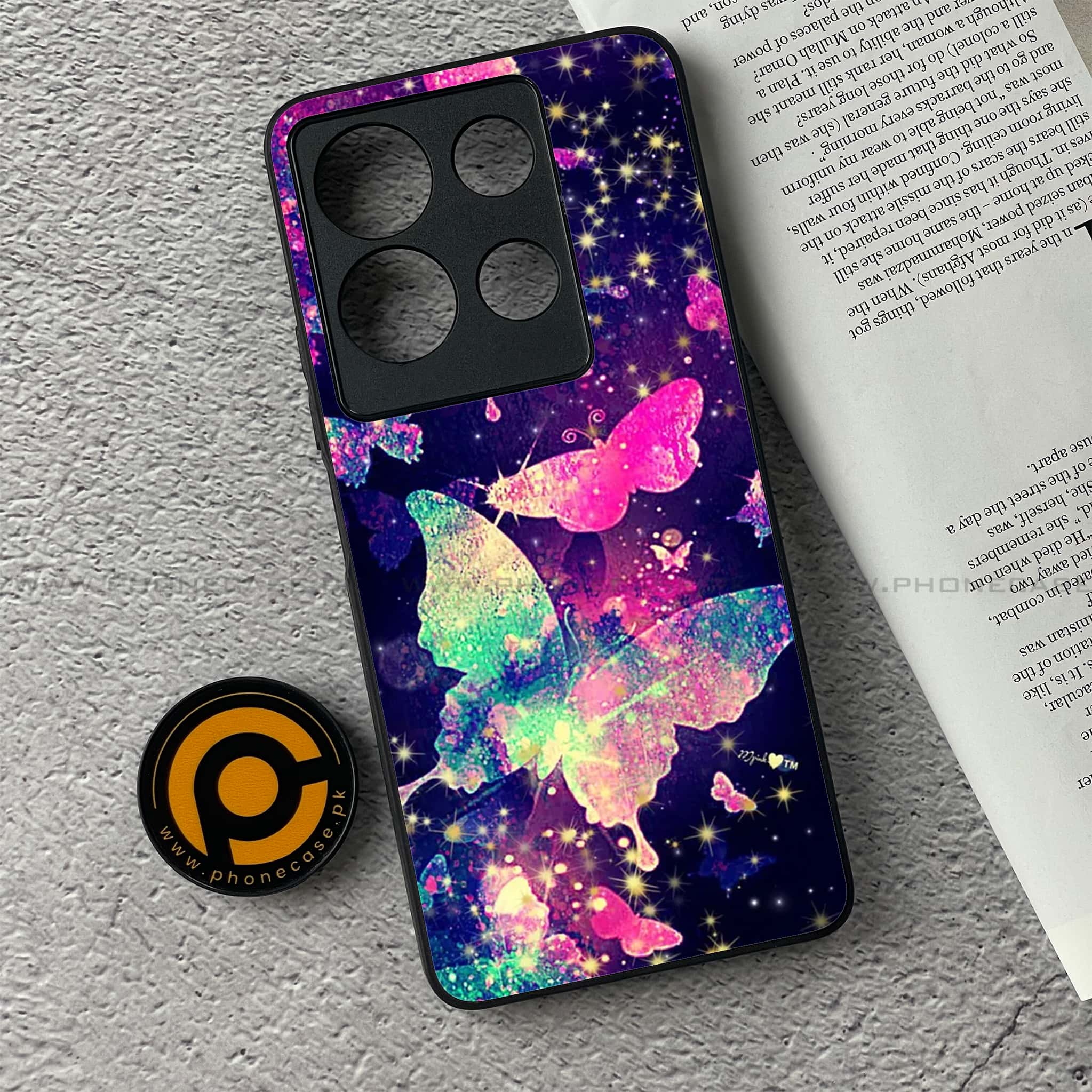 Infinix Note 30 - Butterflies Design Series - Premium Printed Glass soft Bumper shock Proof Case