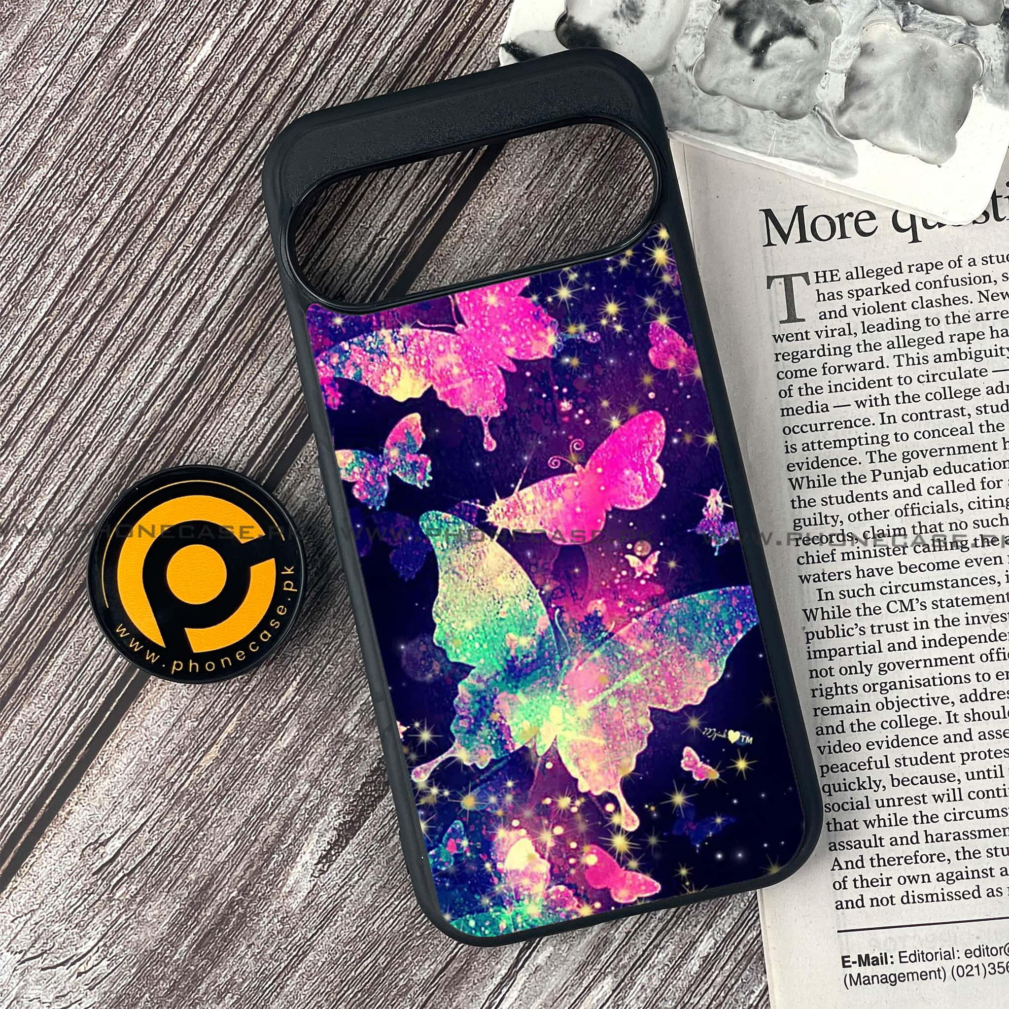 Google Pixel 9 Pro -  Butterflies Design Series - Premium Printed Glass soft Bumper shock Proof Case