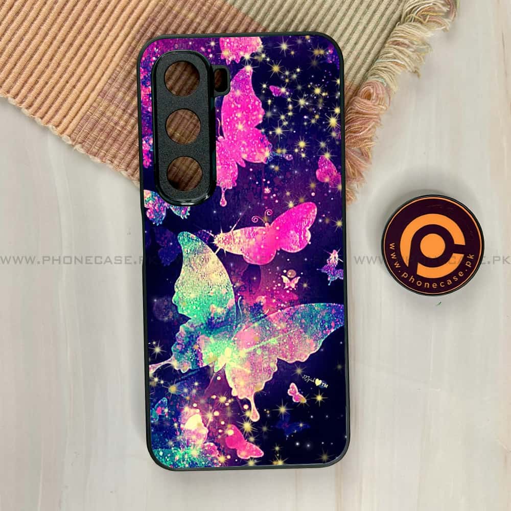 Infinix Hot 60i - Butterflies Design Series - Premium Metal Printed soft Bumper shock Proof Case
