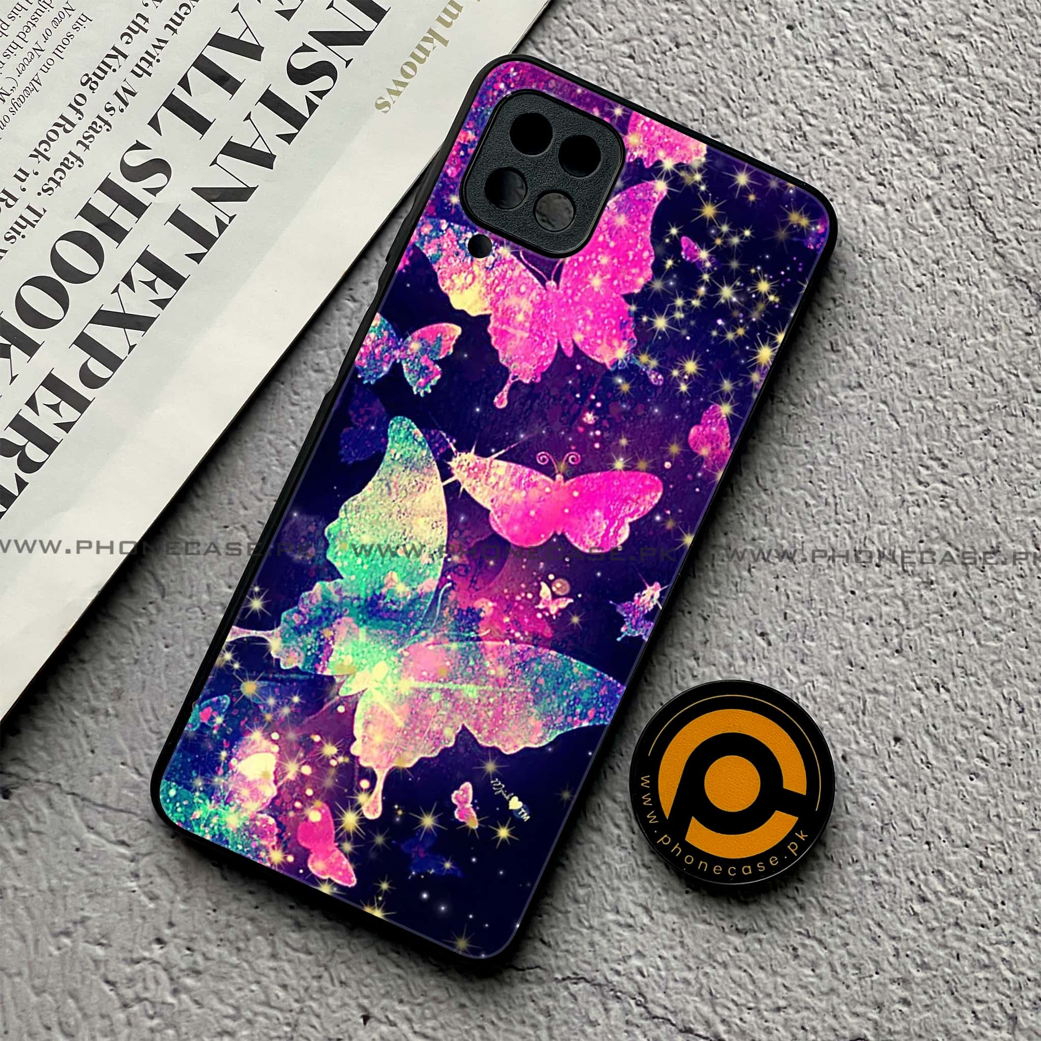 Samsung Galaxy A12 / A12 Nacho - Butterflies Design Series - Premium Printed Glass soft Bumper shock Proof Case