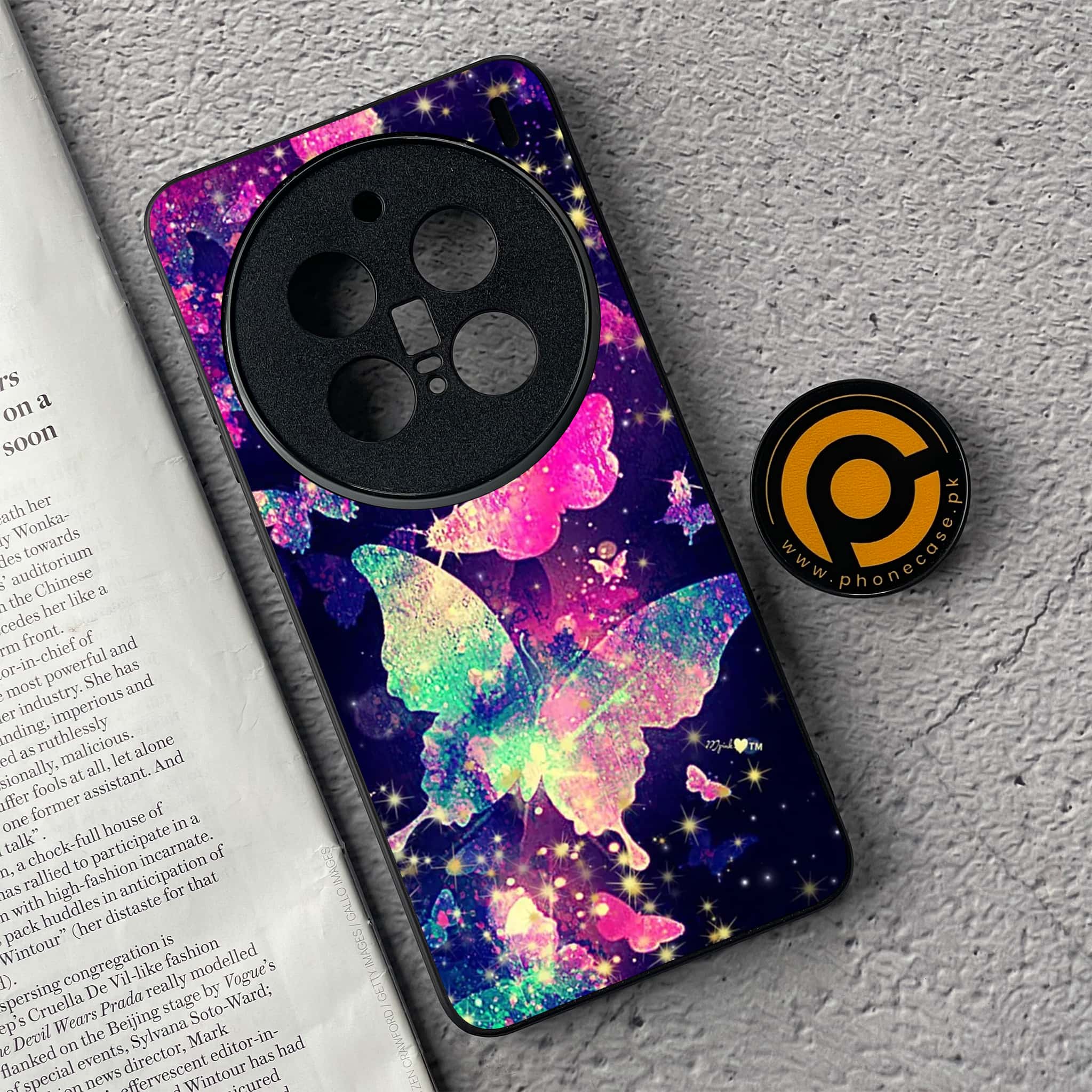 Vivo X200 Pro - Butterflies Design Series - Premium Metal  Printed soft Bumper shock Proof Case