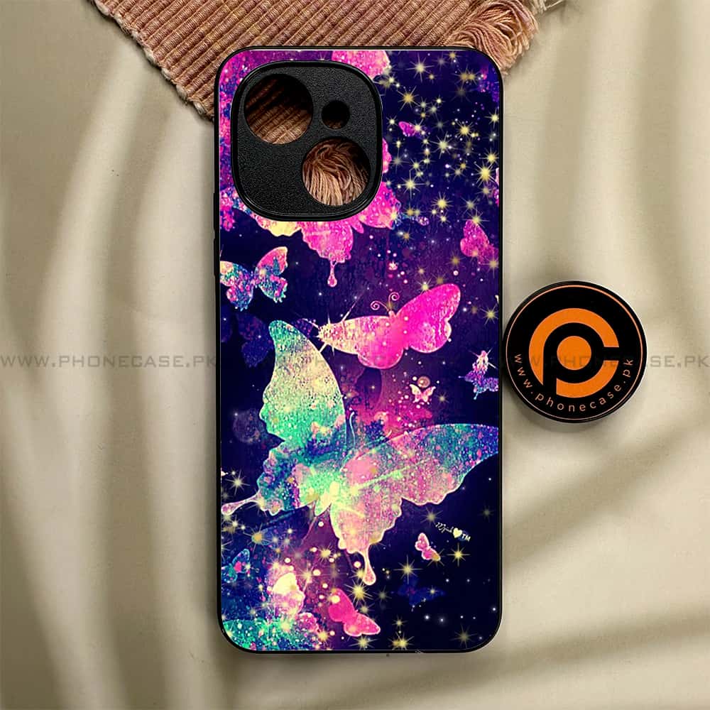 Tecno Spark 40C - Butterflies Design Series - Premium Metal Printed soft Bumper shock Proof Case
