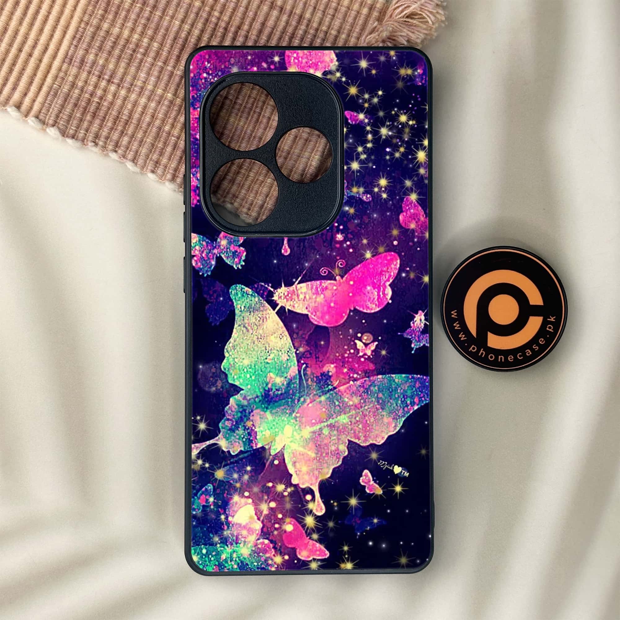 Realme GT 6 - Butterflies Design Series - Premium Metal Printed soft Bumper shock Proof Case
