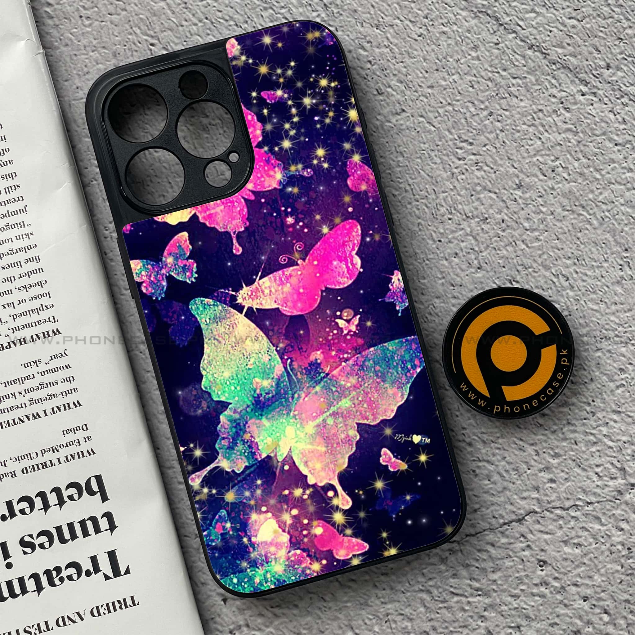iPhone 15 Pro - Butterflies Design Series - Premium Metal Printed soft Bumper shock Proof Case