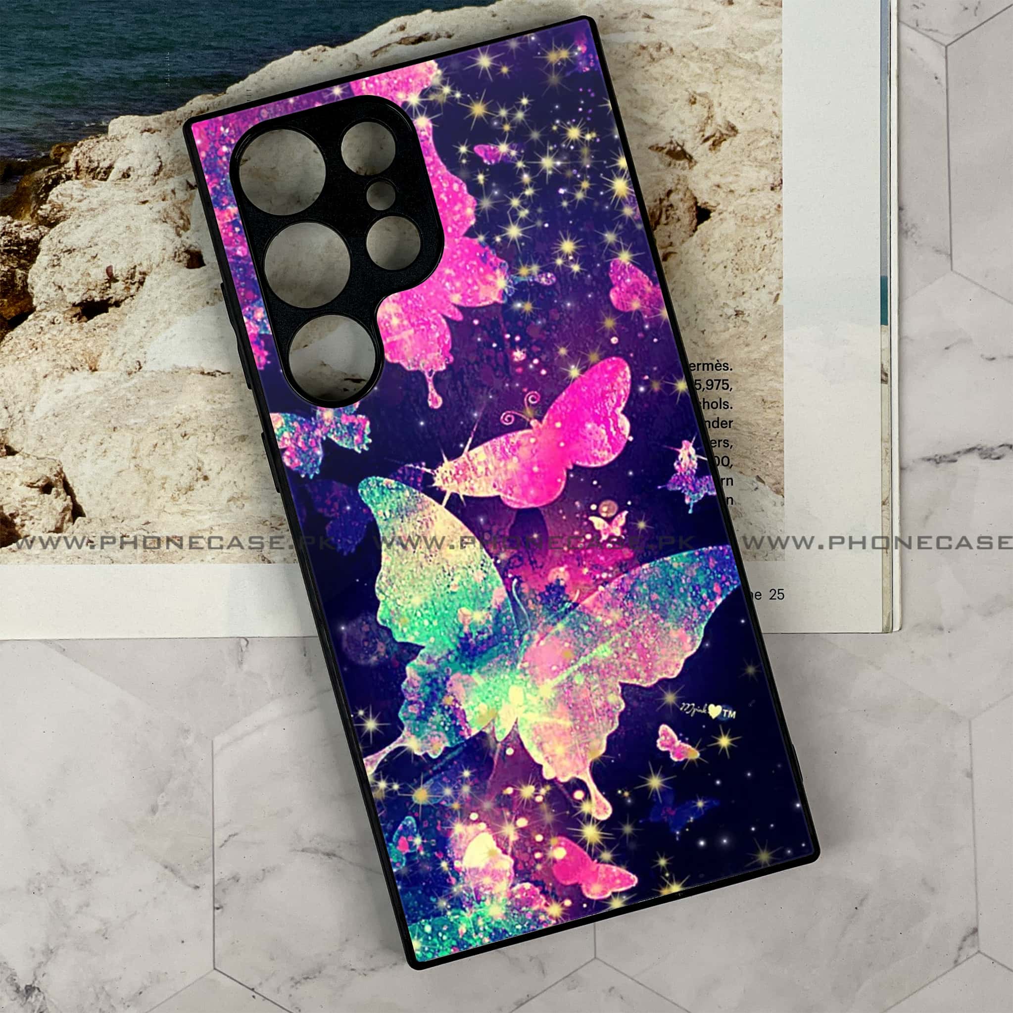 Samsung Galaxy S24 Ultra - Butterflies Design Series - Premium Metal Printed soft Bumper shock Proof Case