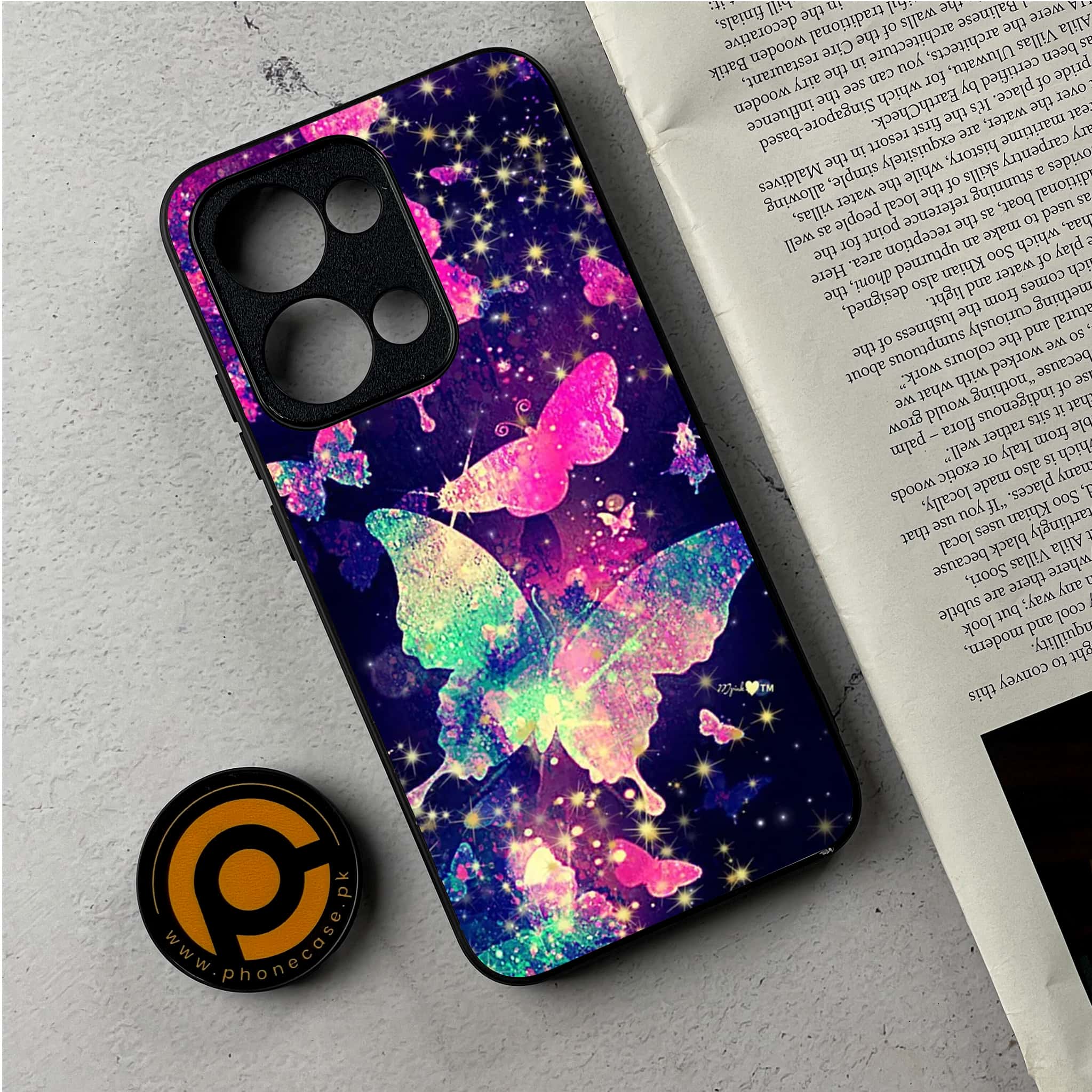 Oppo Reno 13 - Butterflies Design Series - Premium Metal Printed Soft Bumper Shockproof Case