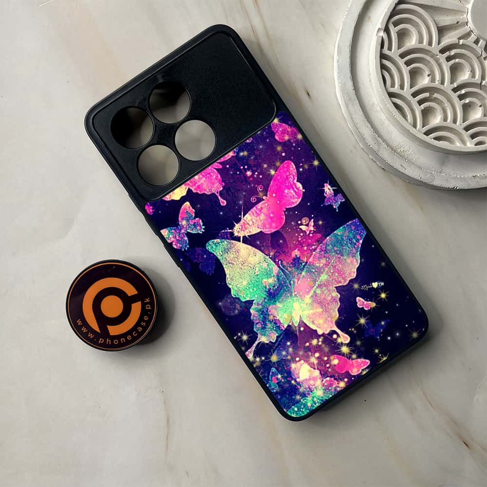 Xiaomi Poco F6 Pro - Butterflies Design Series - Premium Metal Printed soft Bumper shock Proof Case