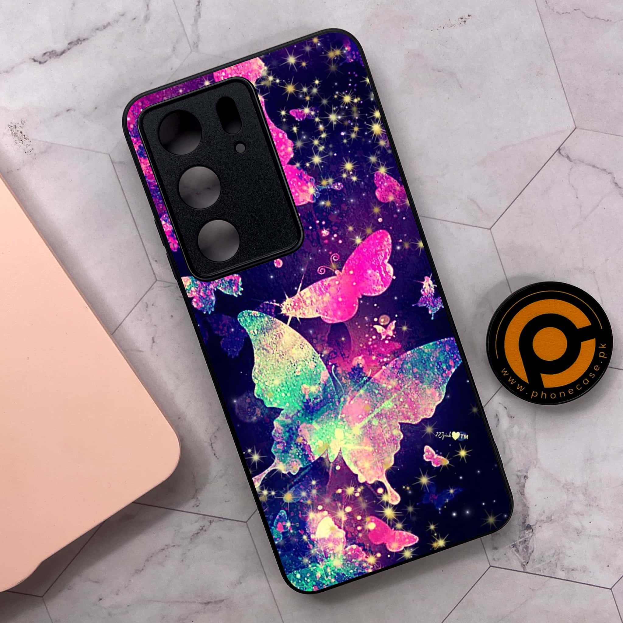 Realme C75x 4G - Butterflies Design Series - Premium Metal Printed soft Bumper shock Proof Case