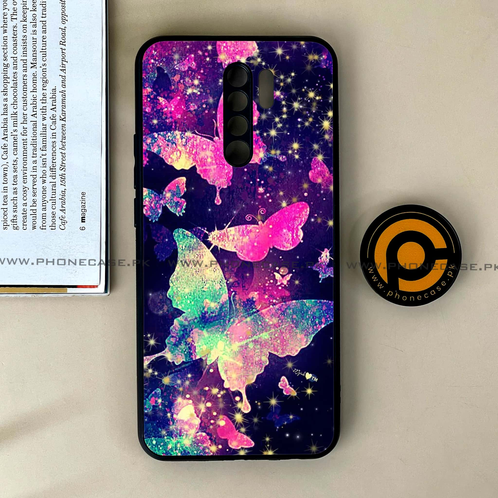 Xiaomi Redmi 9 - Butterflies Design Series - Premium Printed Glass soft Bumper shock Proof Case