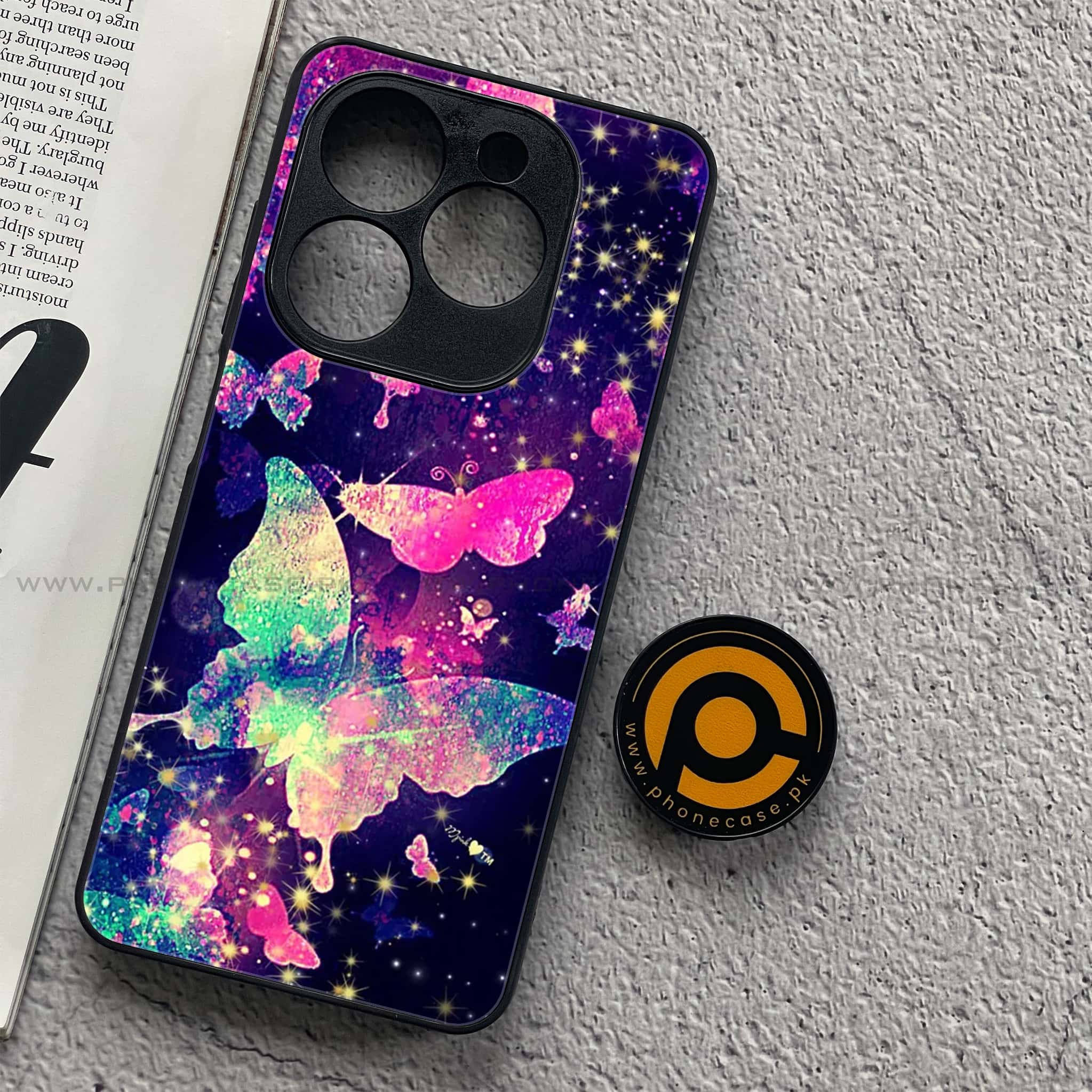 Infinix Smart 8 - Butterflies Design Series - Premium Metal Printed soft Bumper shock Proof Case