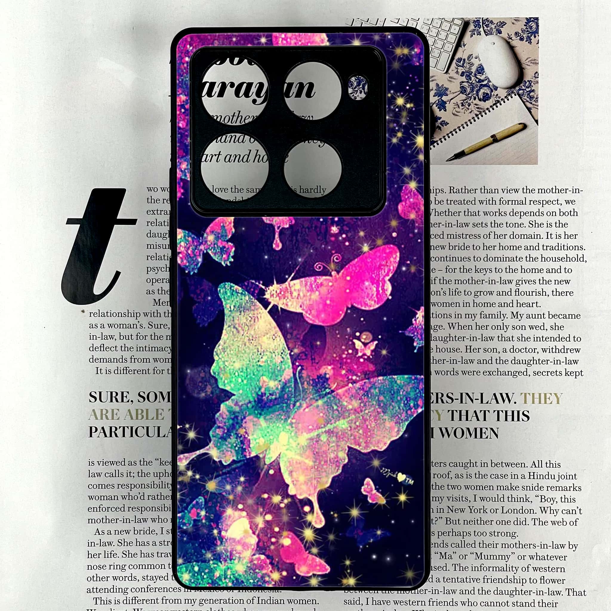 Infinix Note 40 Pro Plus - Butterflies Design Series - Premium Metal Printed soft Bumper shock Proof Case