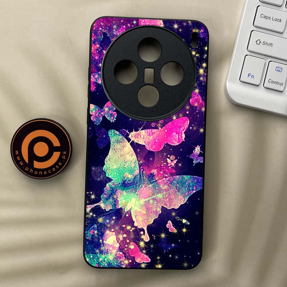 Vivo X200 - Butterflies Design Series - Premium Metal  Printed soft Bumper shock Proof Case