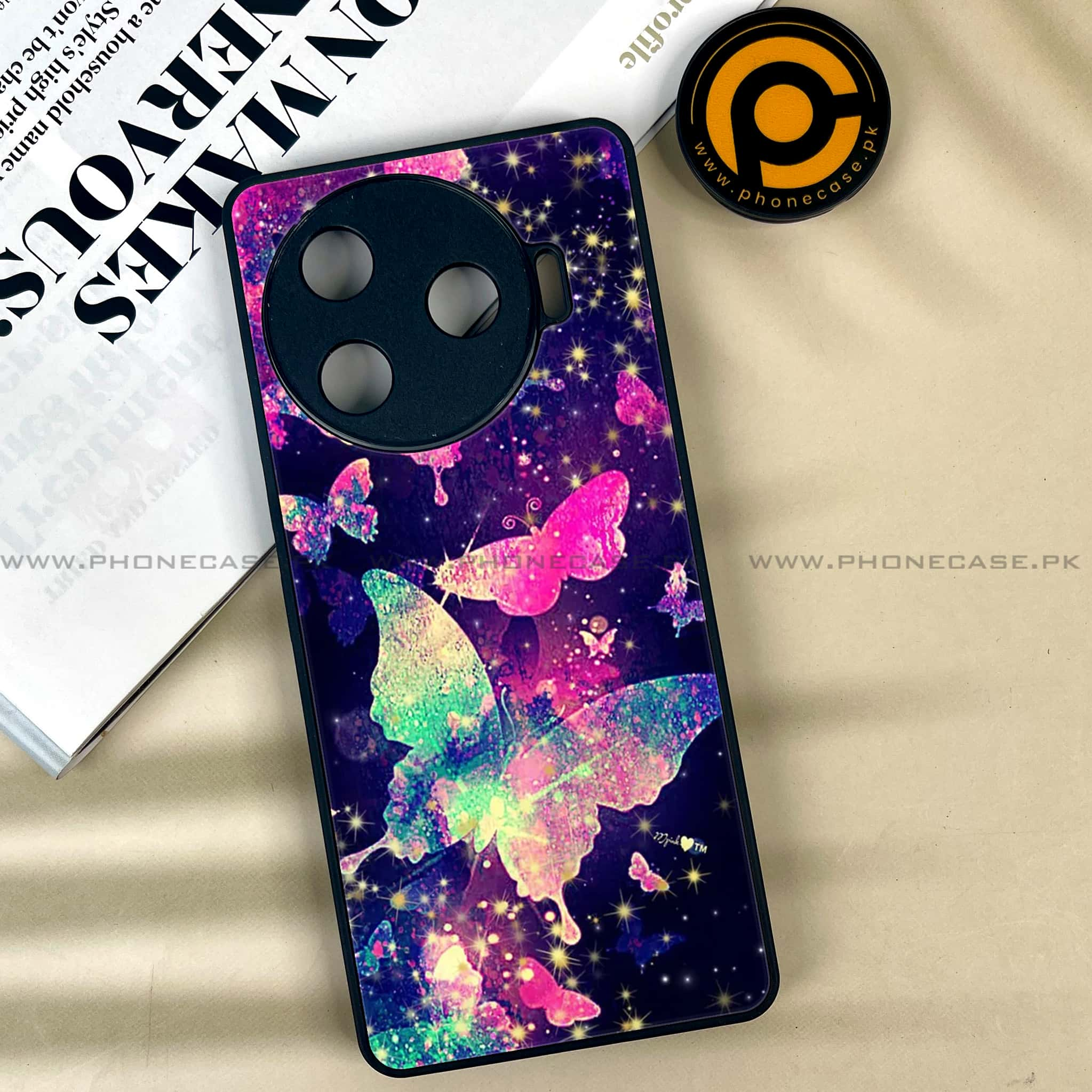 Tecno Camon 30 Pro - Butterflies Design - Premium Printed Glass soft Bumper shock Proof Case