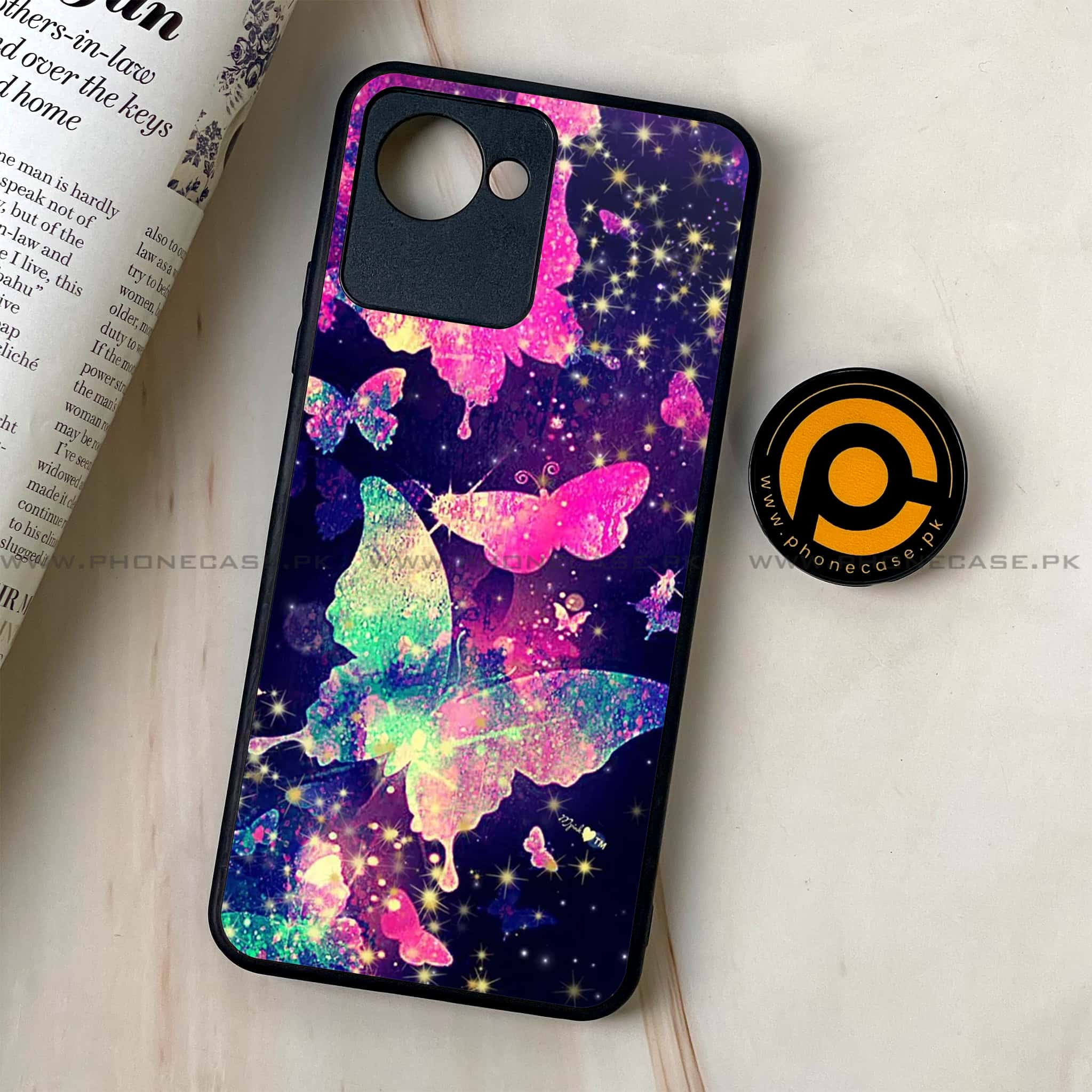 Realme C30 - Butterflies Design Series - Premium Printed Glass soft Bumper shock Proof Case