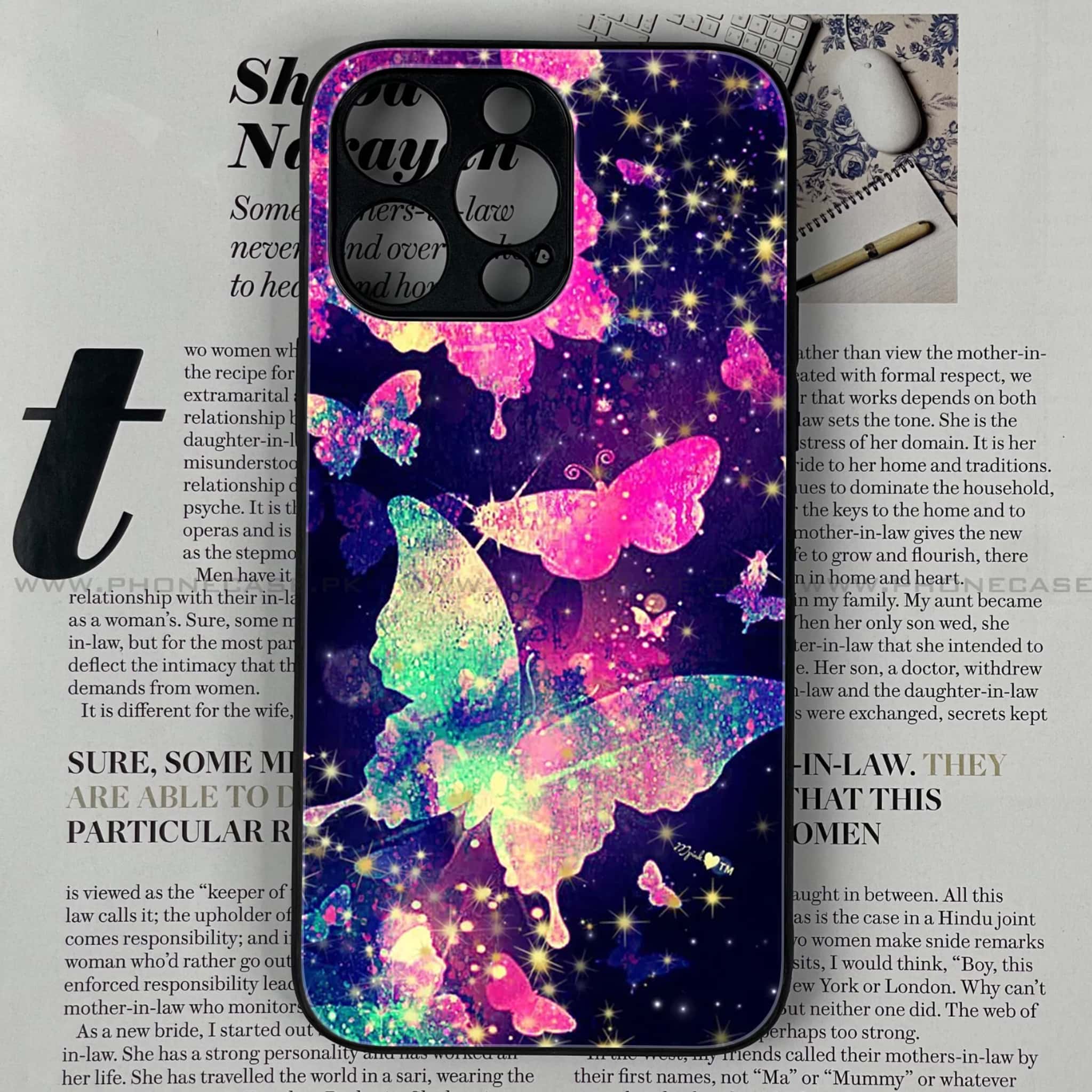 iPhone 14 Pro Max - Butterflies Design Series - Premium Metal Printed soft Bumper shock Proof Case
