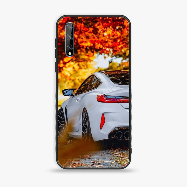 Huawei Y8p - Car Premium Glossy - Premium Printed Glass soft Bumper Shock Proof Case