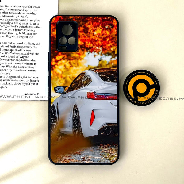 Vivo V20 - Car Premium Glossy - Premium Printed Glass soft Bumper Shock Proof Case CS-44867