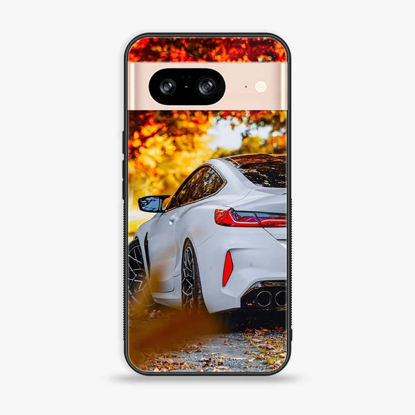 Google Pixel 8 - Car Premium Glossy - Premium Printed Glass soft Bumper Shock Proof Case