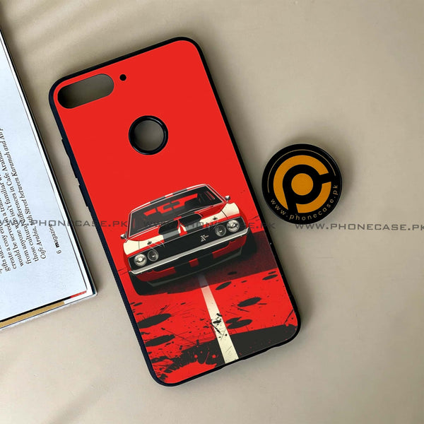 HUAWEI Y7 PRIME (2018) - Classic Racer Vibes - Premium Printed Glass soft Bumper Shock Proof Case