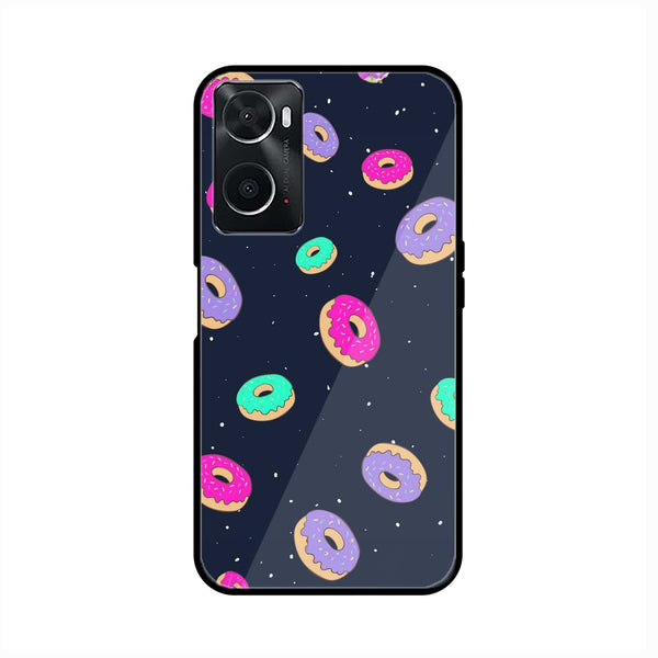 oppo A96 - Colorful Donuts - Premium Printed Glass soft Bumper Shock Proof Case
