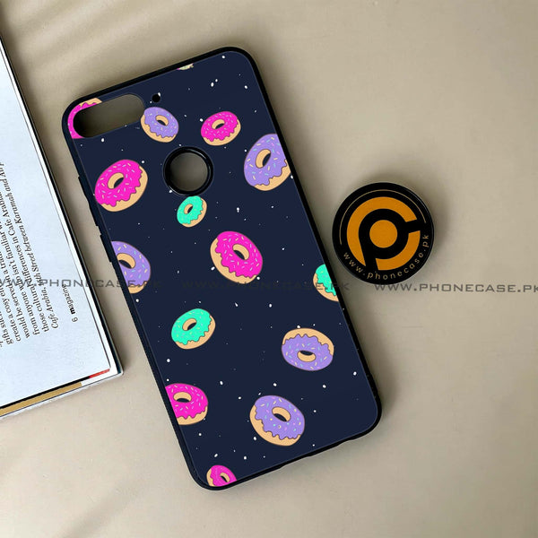 HUAWEI Y7 PRIME (2018) - Colorful Donuts - Premium Printed Glass soft Bumper Shock Proof Case