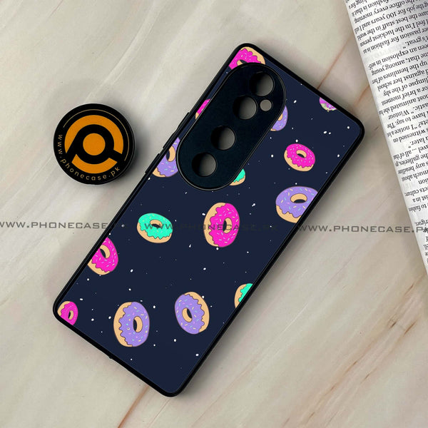 Vivo V40 - Colorful Donuts - Premium Printed Glass soft Bumper shock Proof Case