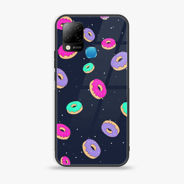 Infinix Hot 10s  Colorful Donuts  Premium Printed Glass soft Bumper Shock Proof Case