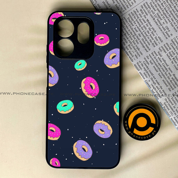 Infinix Hot 50i - Colorful Donuts - Premium Printed Glass soft Bumper Shock Proof Case