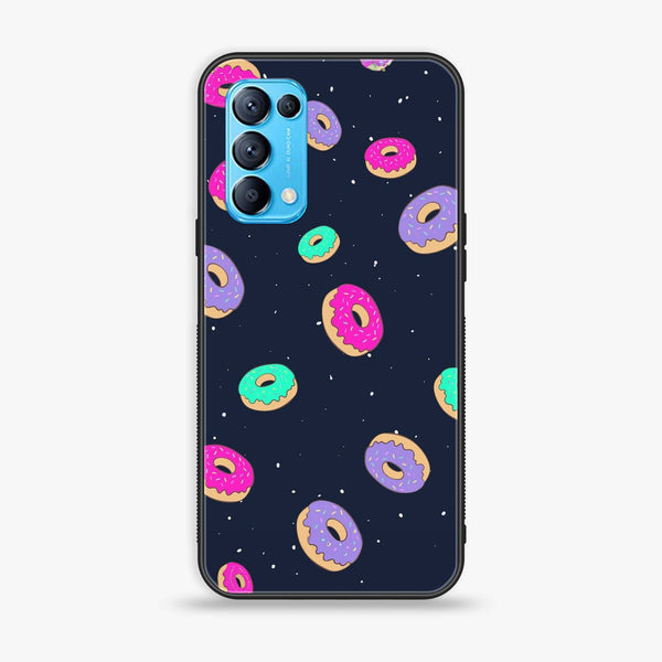 Oppo Reno 5  - Colorful Donuts - Premium Printed Glass soft Bumper Shock Proof Case