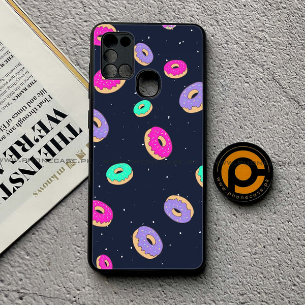 Samsung Galaxy A21s - Colorful Donuts - Premium Printed Glass soft Bumper Shock Proof Case