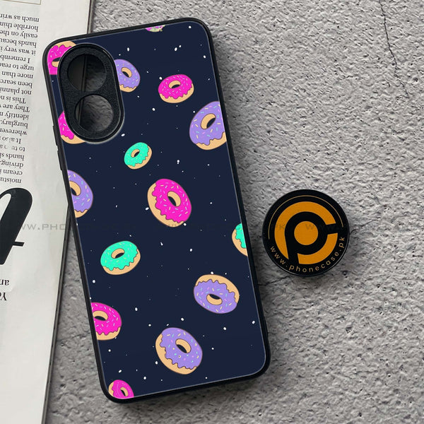 Oppo A18 4G - Colorful Donuts -  Premium Printed Metal soft Bumper shock Proof Case