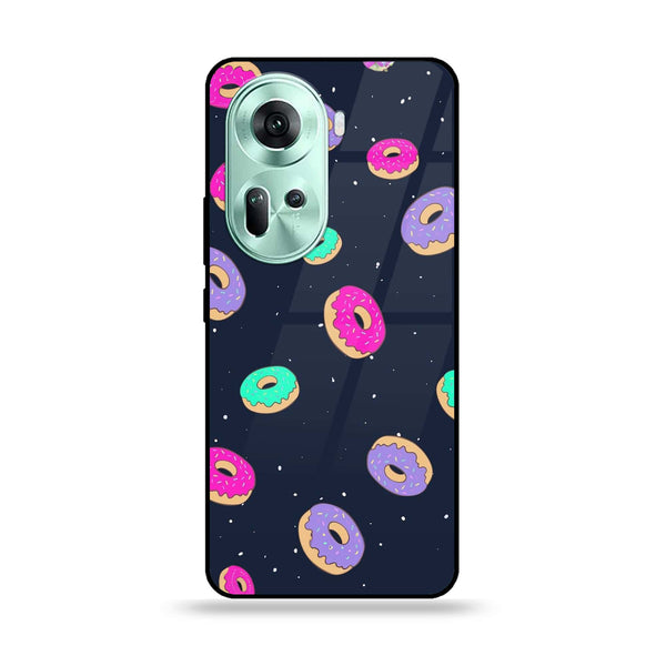 Oppo Reno 11 5G - Colorful Donuts -  Premium Printed Metal soft Bumper shock Proof Case