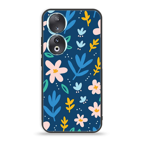 Huawei Honor 90 - Colorful Flowers - Premium Printed Glass soft Bumper Shock Proof Case