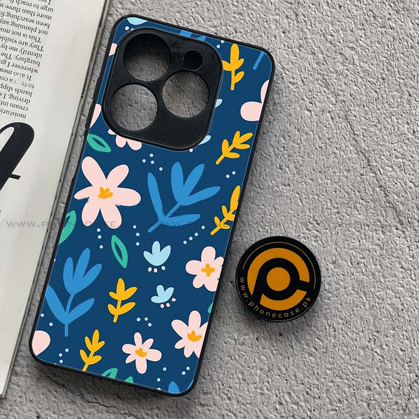 Tecno Spark 20C - Colorful Flowers - Premium Printed Glass soft Bumper Shock Proof Case