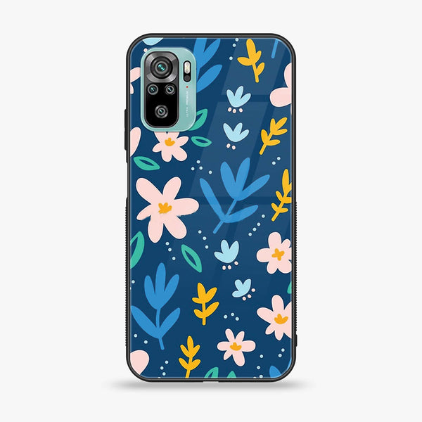 Xiaomi Redmi Note 10 - Colorful Flowers - Premium Printed Glass soft Bumper shock Proof Case