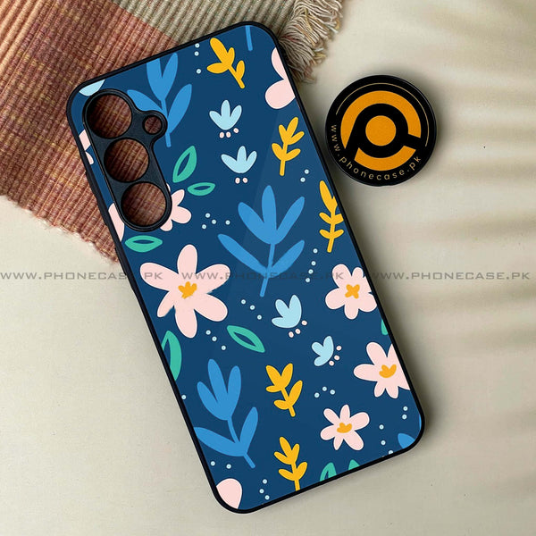 Samsung Galaxy M54 - Colorful Flowers - Premium Printed Glass soft Bumper Shock Proof Case