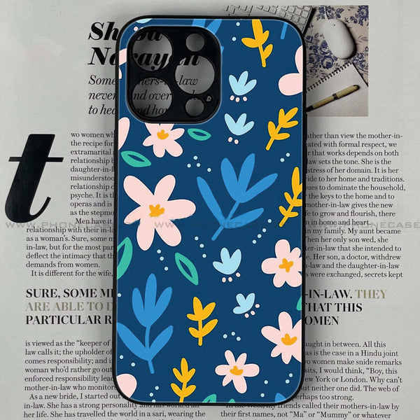 iPhone 14 Pro - Colorful Flowers - Premium Printed Glass soft Bumper shock Proof Case